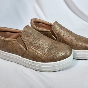 Outwoods Slip On Gold Copper Snakeskin Pattern Women's Shoes Size 6